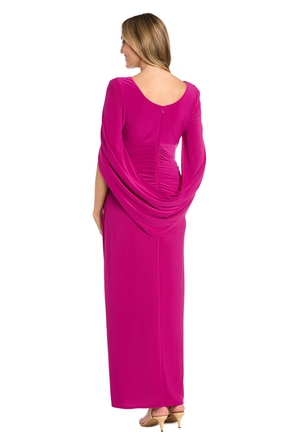 R&m Richards Draped Shoulder Dress With Rhinestone Detailing
