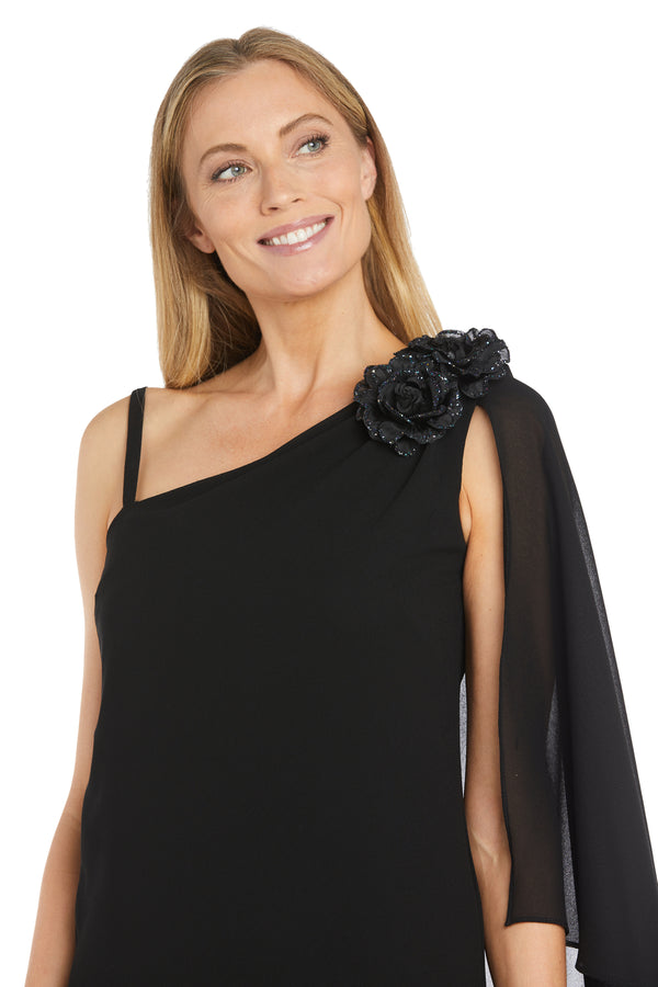 R&m Richards Dress Featuring An Elegant Chiffon Cape