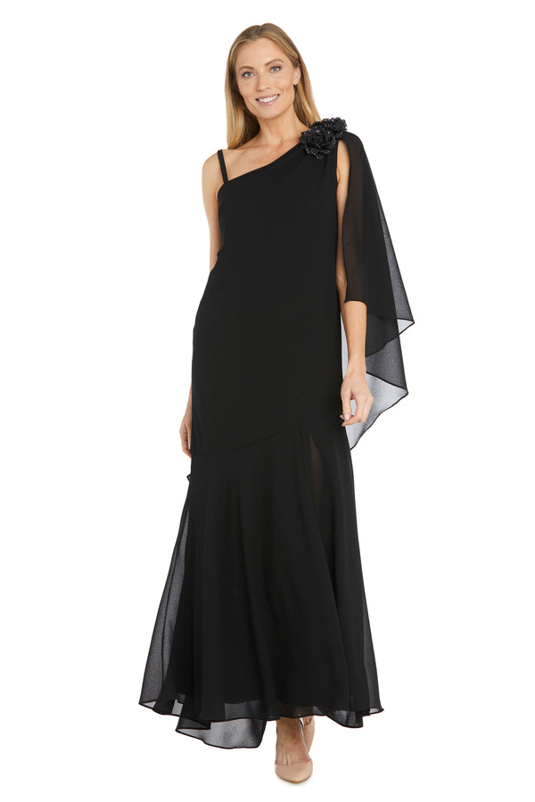 R&m Richards Dress Featuring An Elegant Chiffon Cape