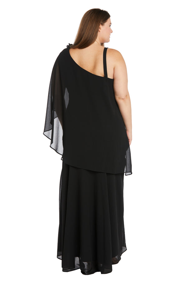 R&m Richards Dress Featuring An Elegant Chiffon Cape - Plus