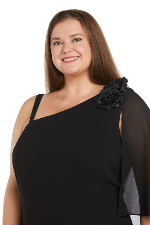 R&m Richards Dress Featuring An Elegant Chiffon Cape - Plus