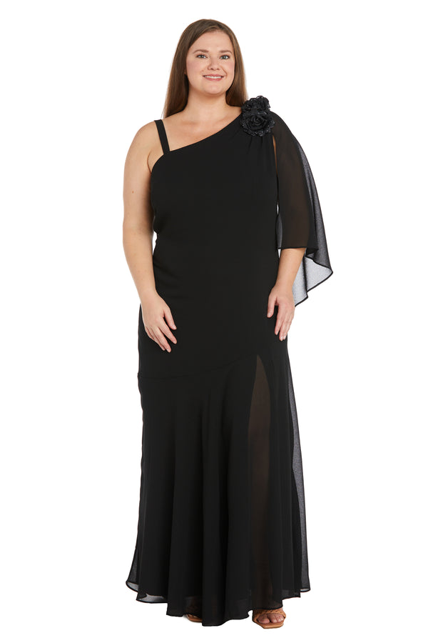 R&m Richards Dress Featuring An Elegant Chiffon Cape - Plus