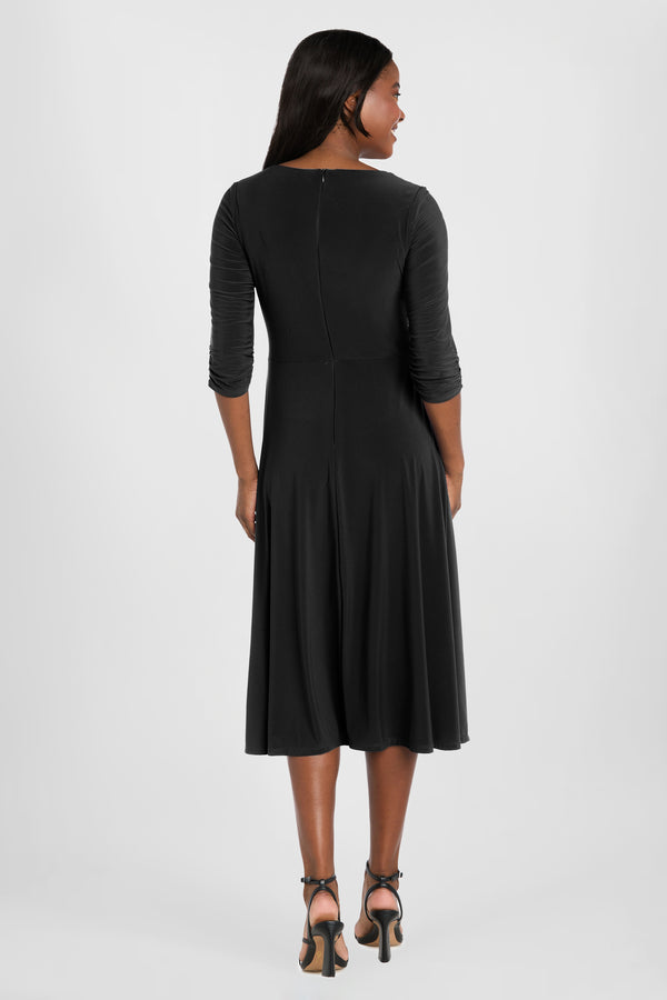 R&m Richards Elegant Midi Wrap Dress With Ring Detail