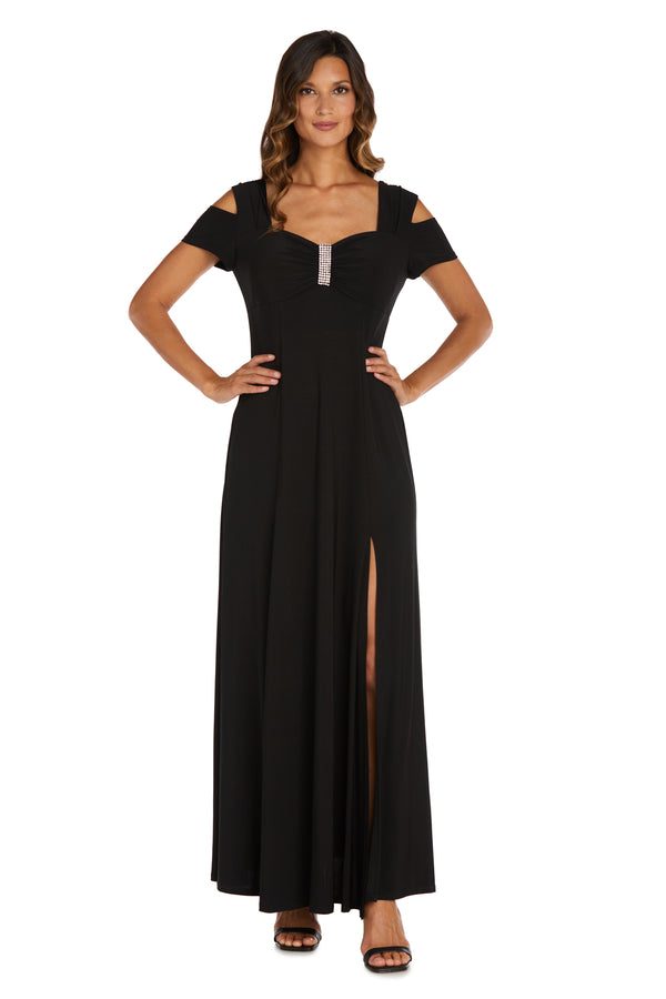 r&m richards Evening Gown with Thigh Slit and Diamante Detail