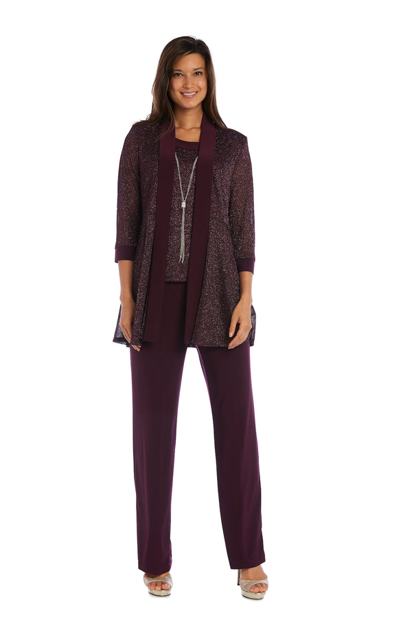 R&m Richards Faux Two-Piece Pant Set With Metallic Details