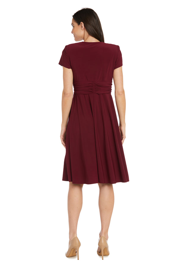 R&m Richards Faux Wrap Dress With Waist Embellishment - Petite