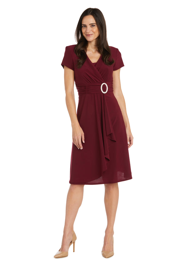 r&m richards Faux Wrap Dress with Waist Embellishment - Petite