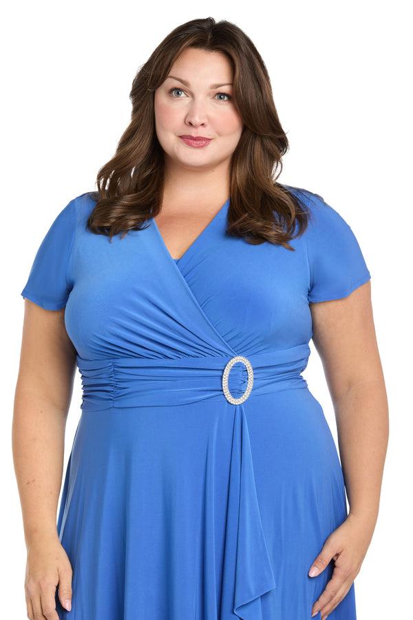 R&m Richards Faux Wrap Dress With Waist Embellishment - Plus