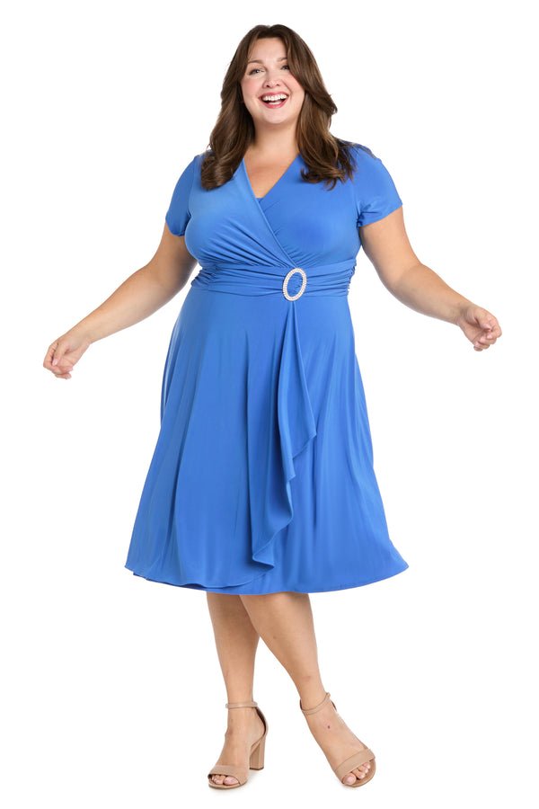 R&m Richards Faux Wrap Dress With Waist Embellishment - Plus