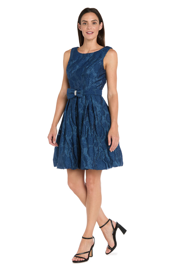 R&m Richards Floral Jacquard Organza Bubble Dress With Bow Detail - Petite