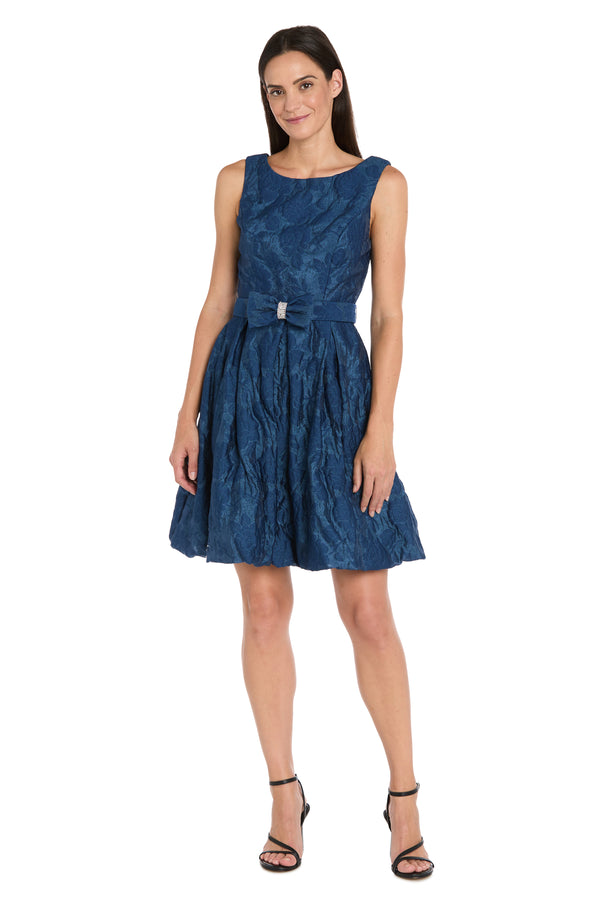 r&m richards Floral Jacquard Organza Bubble Dress with Bow Detail - Petite