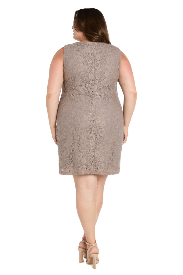 R&m Richards Floral Lace Dress With Sheer Chiffon Jacket & Pearl Neckline - Plus