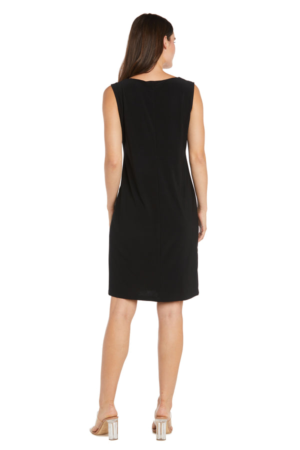 R&m Richards Floral-Threaded Sheer Jacket Dress With Detachable Necklace