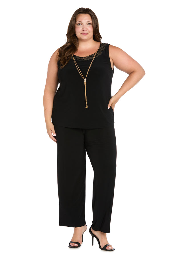 R&m Richards Floral Threadwork Pantsuit With Flair Bell Sleeves - Plus