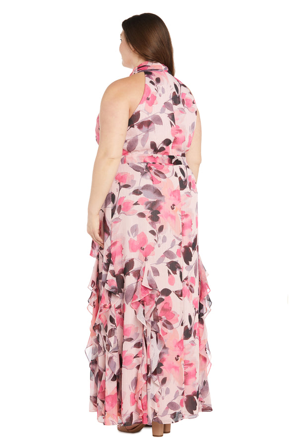 R&m Richards Floral Watercolor Printed Ruffle Dress - Plus