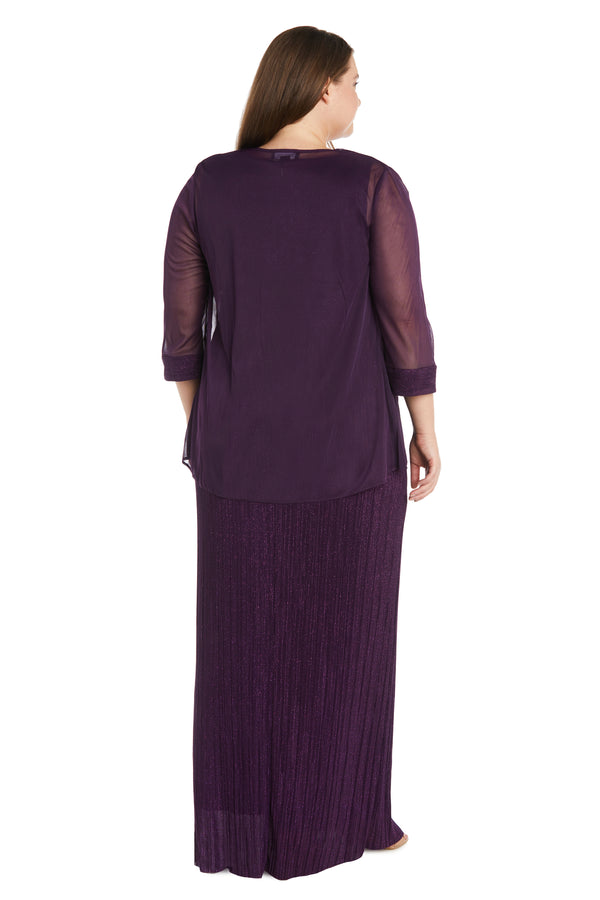 R&m Richards Flyaway 3/4 Sleeve Jacket Over Long Dress - Plus