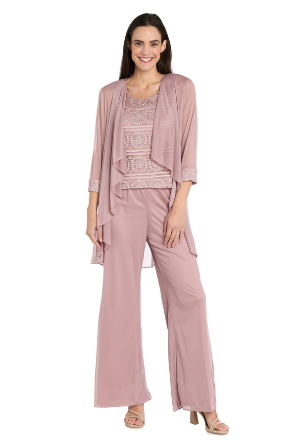 r&m richards Glitter Embroidered Pant Suit with Pearl Neckline