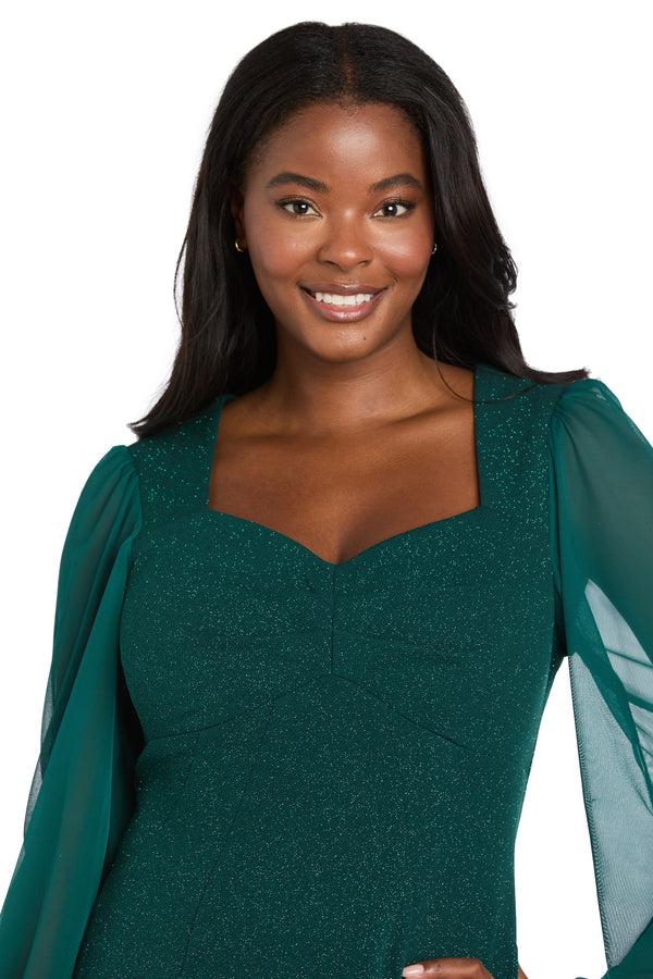 R&m Richards Glitter Knit Sheath Dress With Chiffon Sleeves & Pleated Bust - Petite