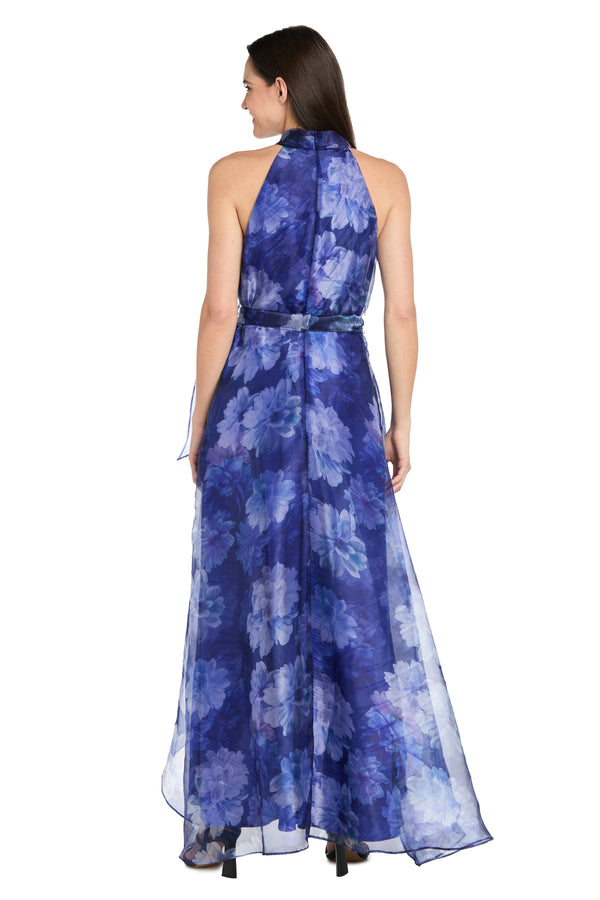 R&m Richards High-Low Tiered Taffeta Dress With Sash - Petite