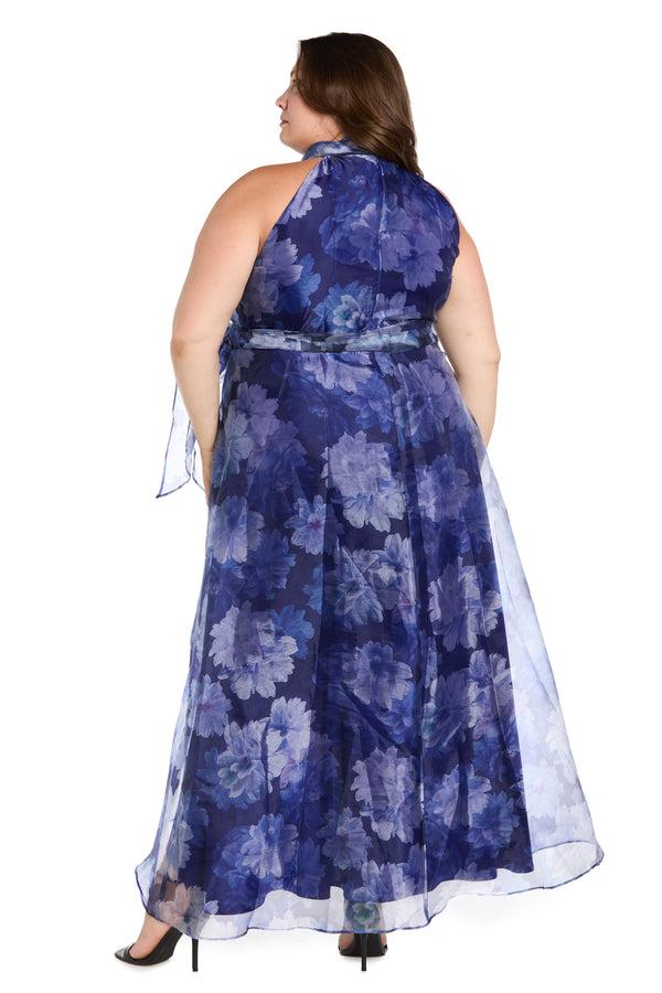 R&m Richards High-Low Tiered Taffeta Dress With Sash - Plus