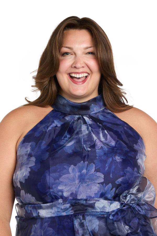 R&m Richards High-Low Tiered Taffeta Dress With Sash - Plus