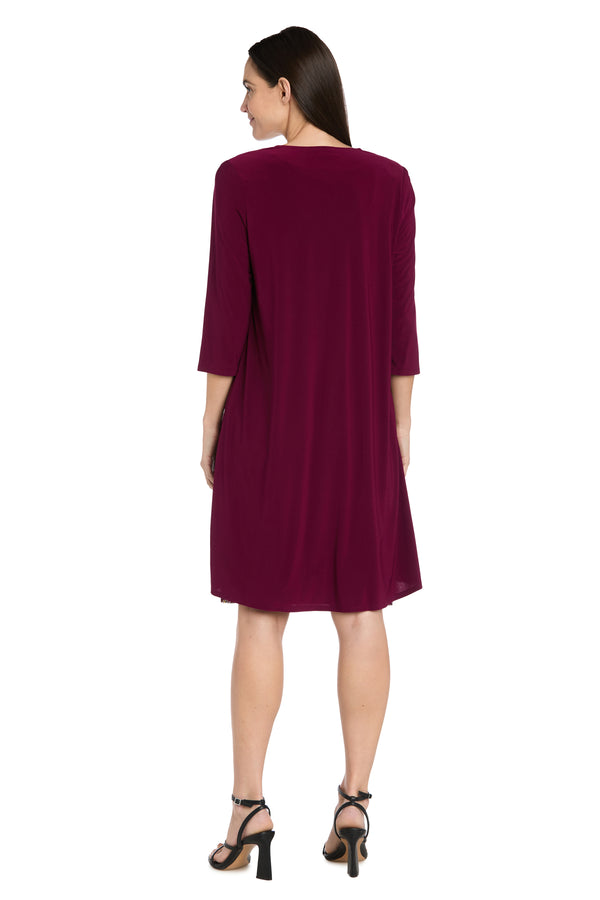 R&m Richards Intricate Short Jacket Dress With Solid Dress