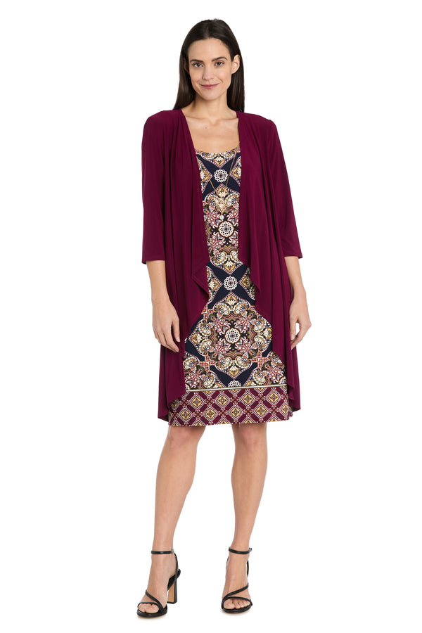 r&m richards Intricate Short Jacket Dress with Solid Dress