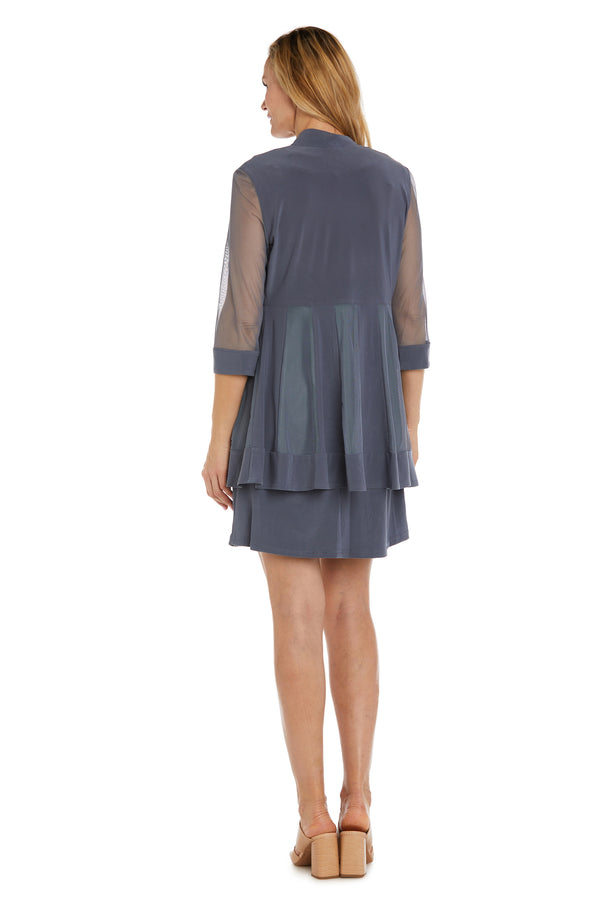 R&m Richards Jacket Dress With Beaded Neckline And Soft Jacket