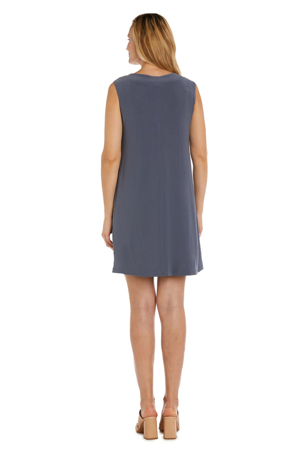 R&m Richards Jacket Dress With Beaded Neckline And Soft Jacket