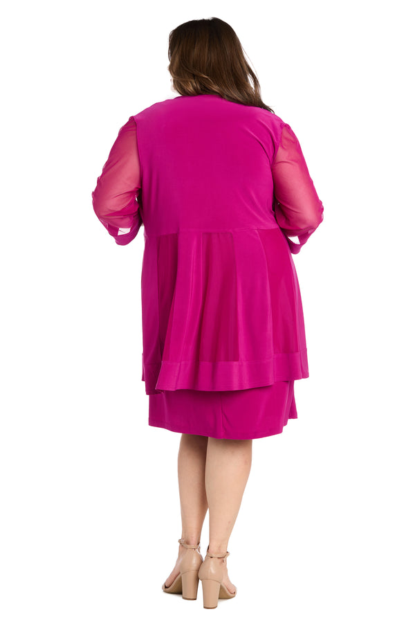 R&m Richards Jacket Dress With Beaded Neckline And Soft Jacket - Plus