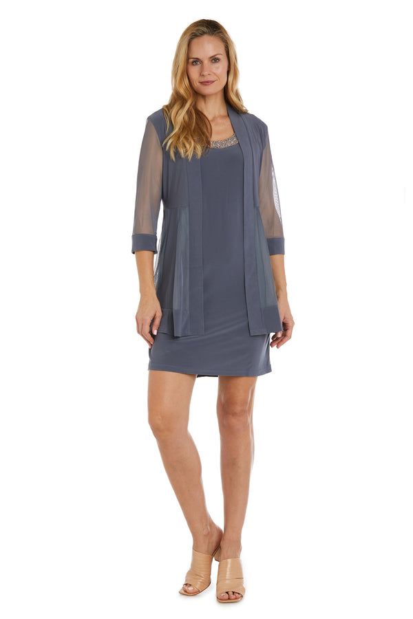 r&m richards Jacket Dress With Beaded Neckline and Soft Jacket