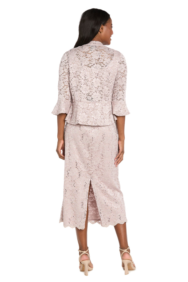 R&m Richards Lace Column Dress With Matching Lace Jacket