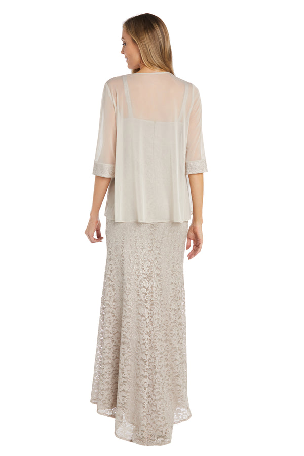 R&m Richards Lace Jacket Dress With Pearl Neck Trim