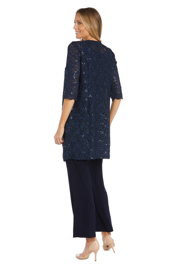 R&m Richards Lace Pantsuit With Pearl Neckline - Petite
