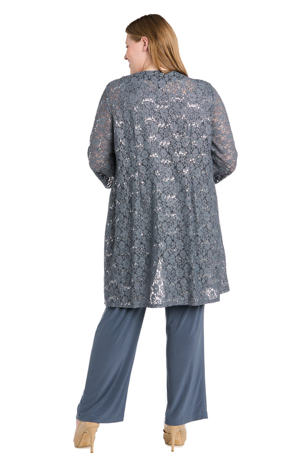 R&m Richards Lace Pantsuit With Pearl Neckline - Plus