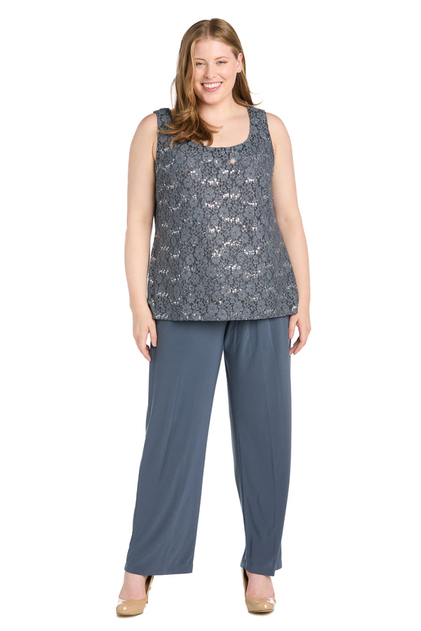 R&m Richards Lace Pantsuit With Pearl Neckline - Plus