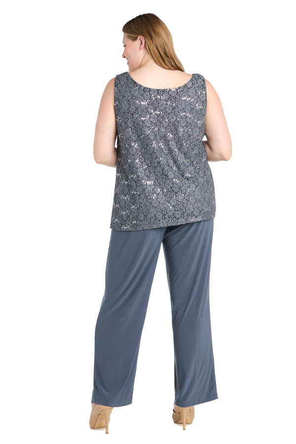 R&m Richards Lace Pantsuit With Pearl Neckline - Plus