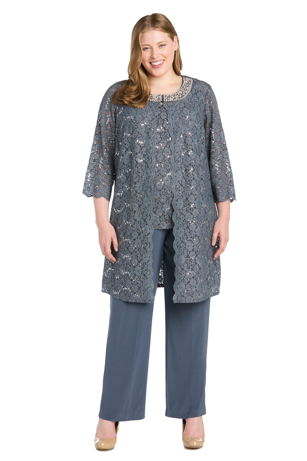 r&m richards Lace Pantsuit with Pearl Neckline - Plus