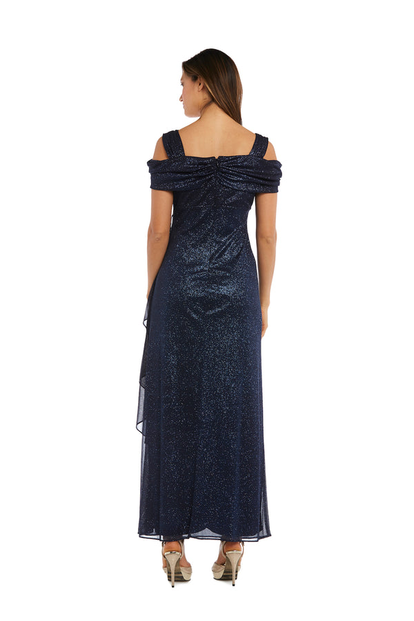 R&m Richards Long Empire Waist Chiffon Gown With Cowl Bodice