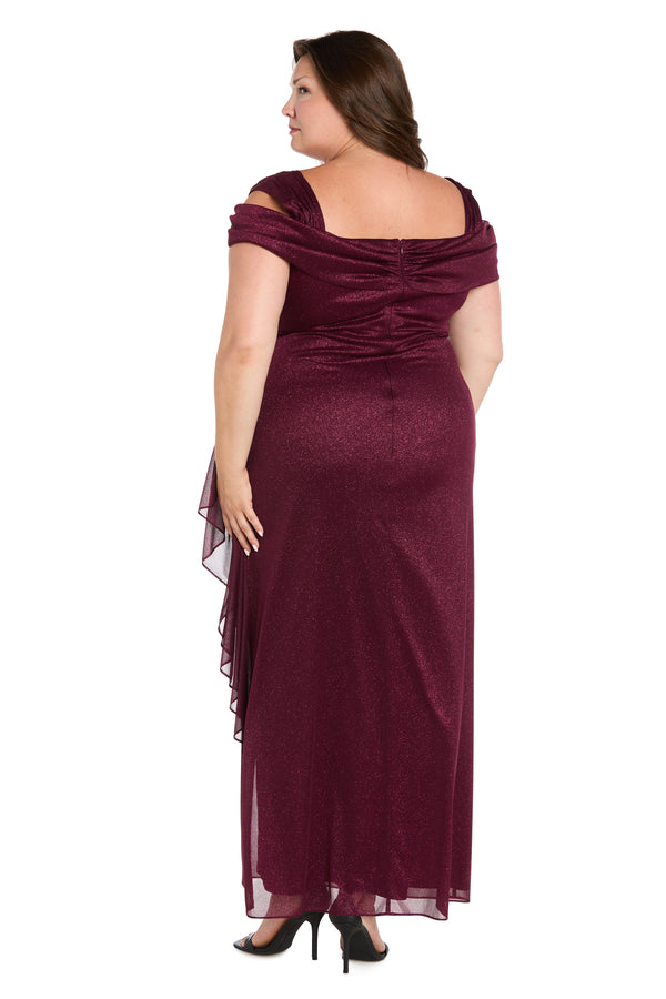 R&m Richards Long Empire Waist Chiffon Gown With Cowl Bodice - Plus