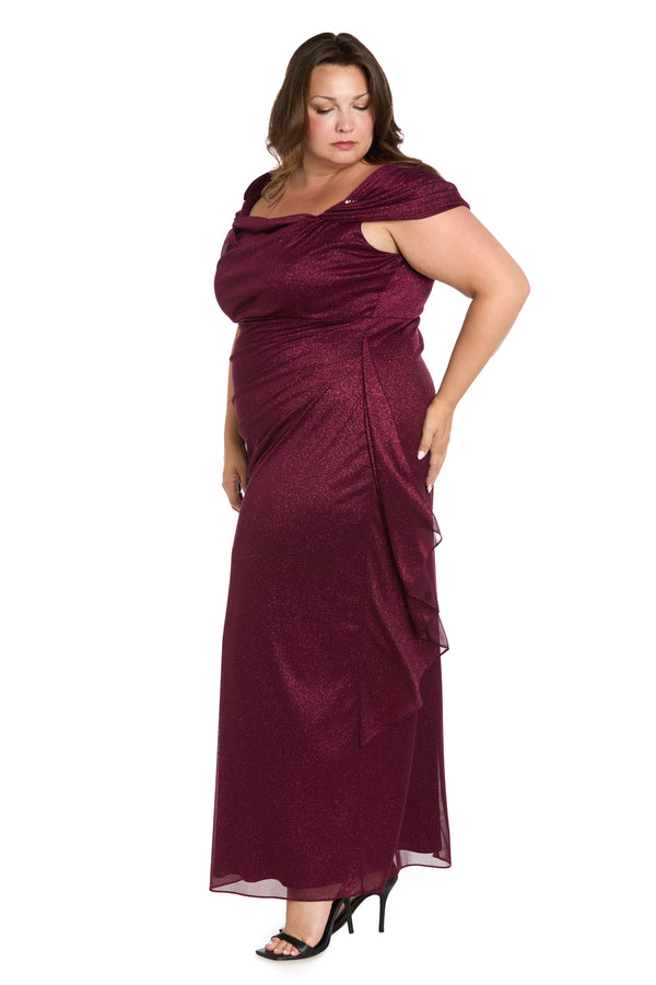 R&m Richards Long Empire Waist Chiffon Gown With Cowl Bodice - Plus