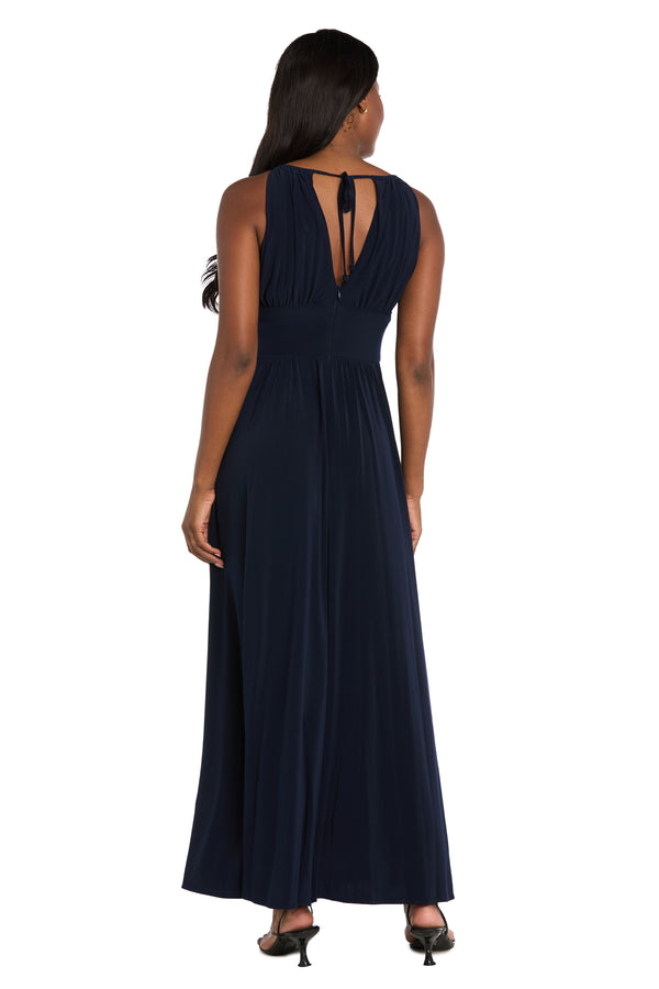R&m Richards Long Halter Dress With Rhinetone Waistline