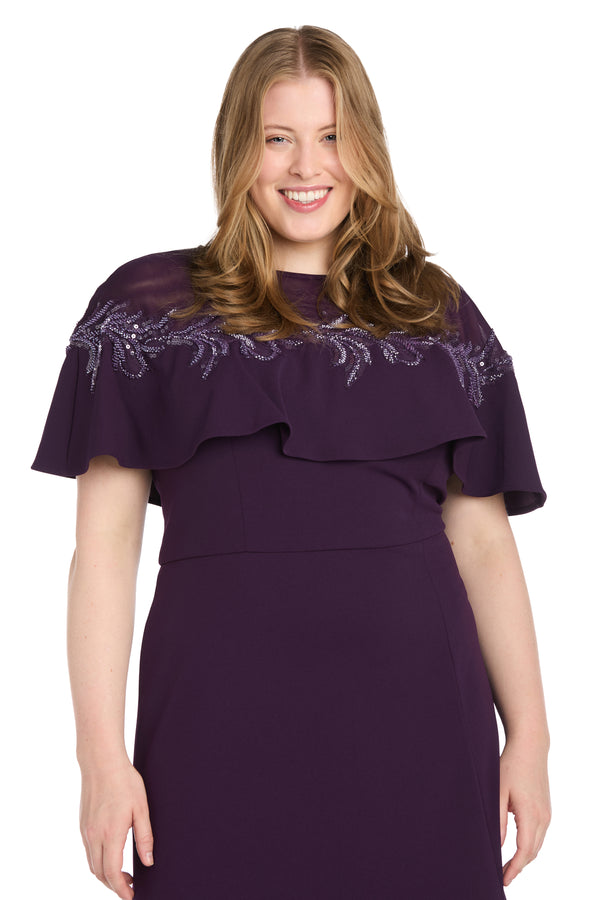 R&m Richards Long Stretch Scuba With Illusion Neckline - Plus