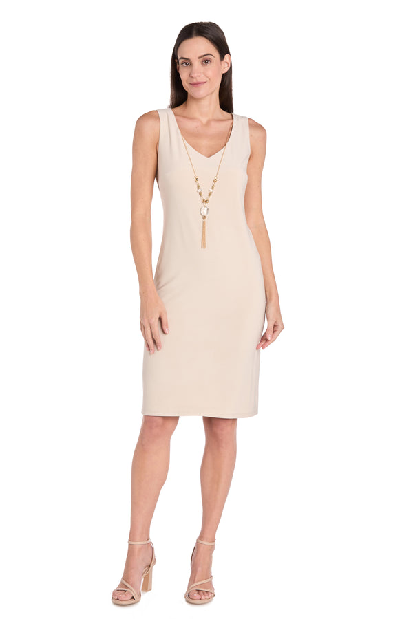 R&m Richards Luna Foil Print Jacket Dress Set With Necklace