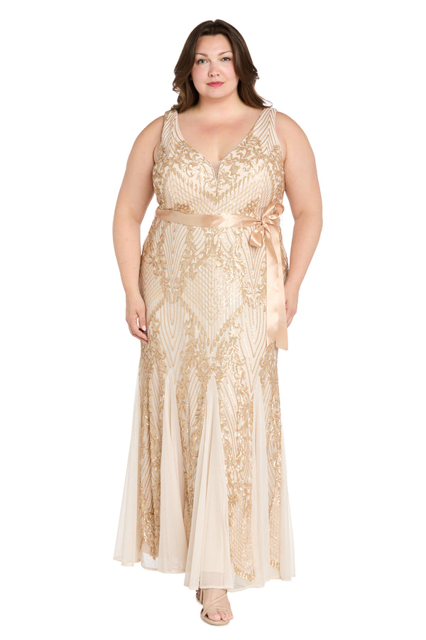 r&m richards Lustrous Glamour Gold Evening Dress - Plus