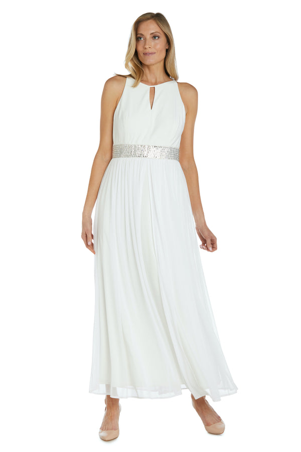 R&m Richards Maxi Dress With Keyhole Cutout Halterneck And Flowing Skirt - Petite