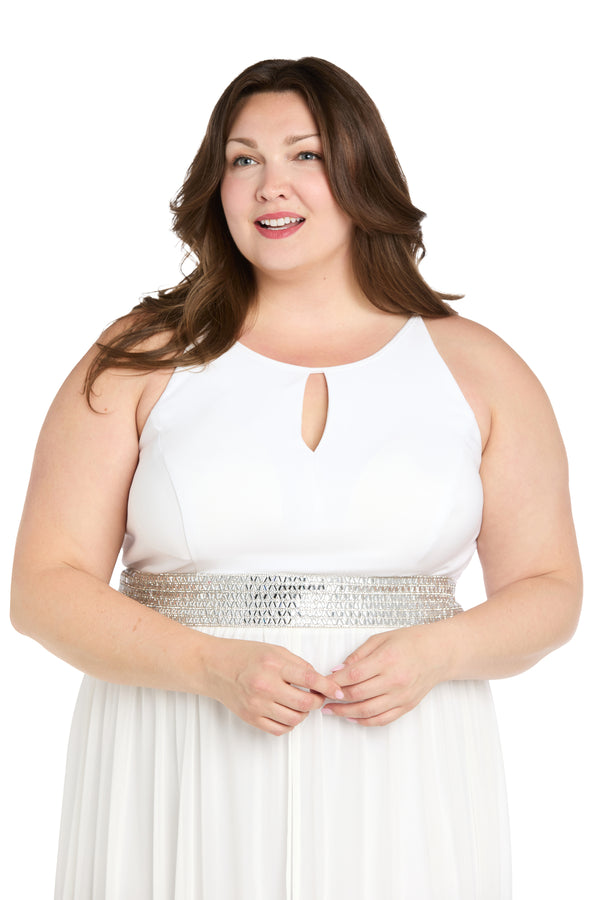 R&m Richards Maxi Dress With Keyhole Cutout Halterneck And Flowing Skirt - Plus