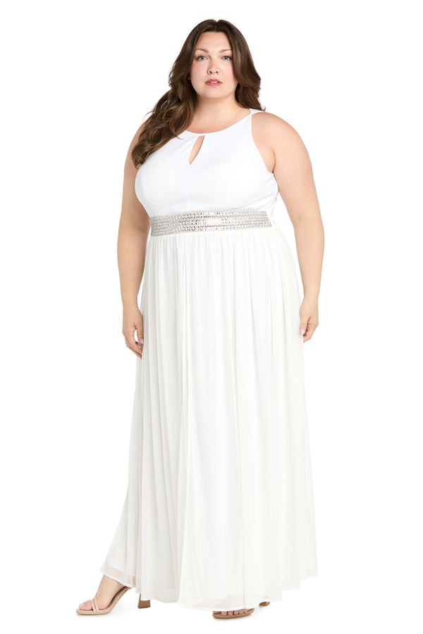 R&m Richards Maxi Dress With Keyhole Cutout Halterneck And Flowing Skirt - Plus