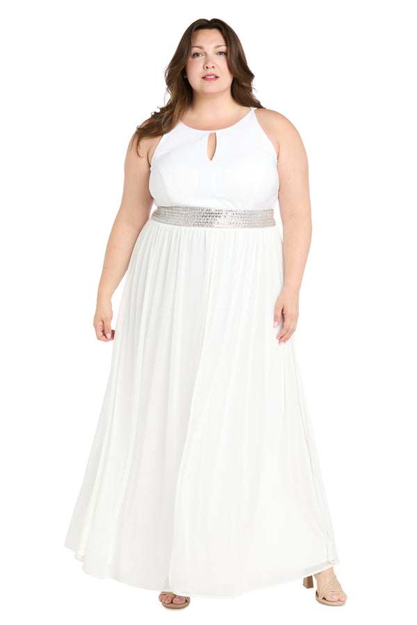 r&m richards Maxi Dress with Keyhole Cutout Halterneck and Flowing Skirt - Plus