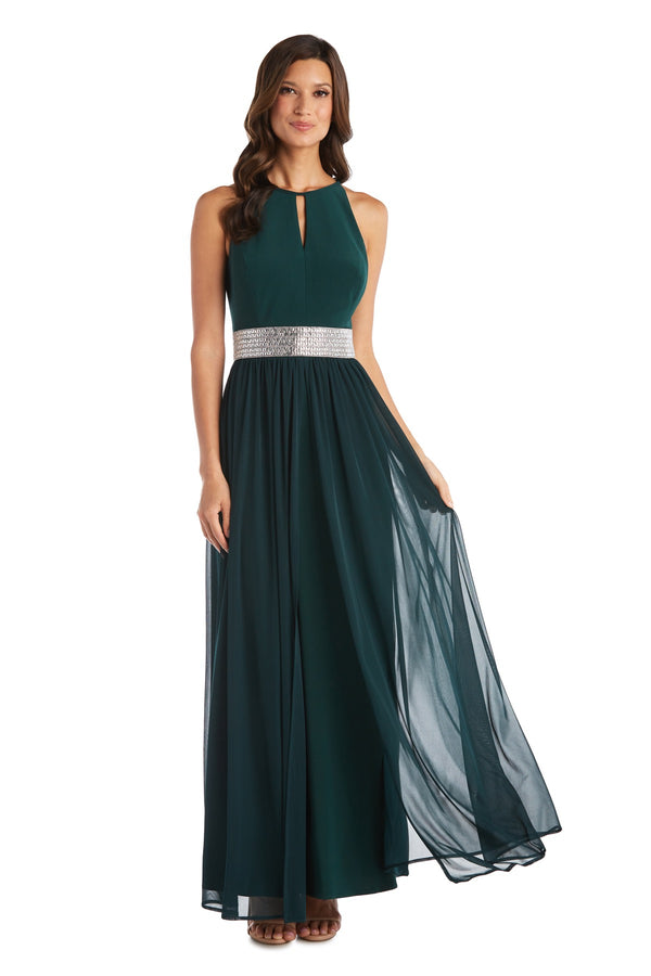 r&m richards Maxi Dress with Keyhole Cutout Halterneck and Flowing Skirt